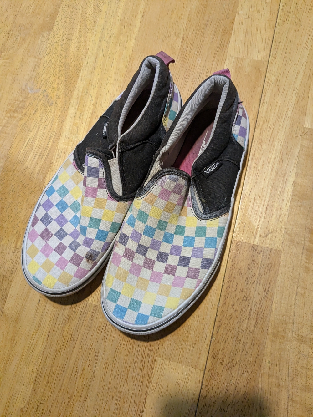 Vans Kids Slip-On Checkerboard Pastel Sneakers - Multi/Black